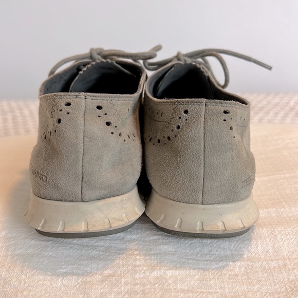 Cole Haan ZeroGrand Oxford Sneaker Sole Wingtip Gray Suede Perforated Size 7 - Picture 13 of 14